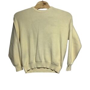 Lord Jeff Vintage Yellow Cotton Textured Knit Crewneck Sweater Made in USA XL